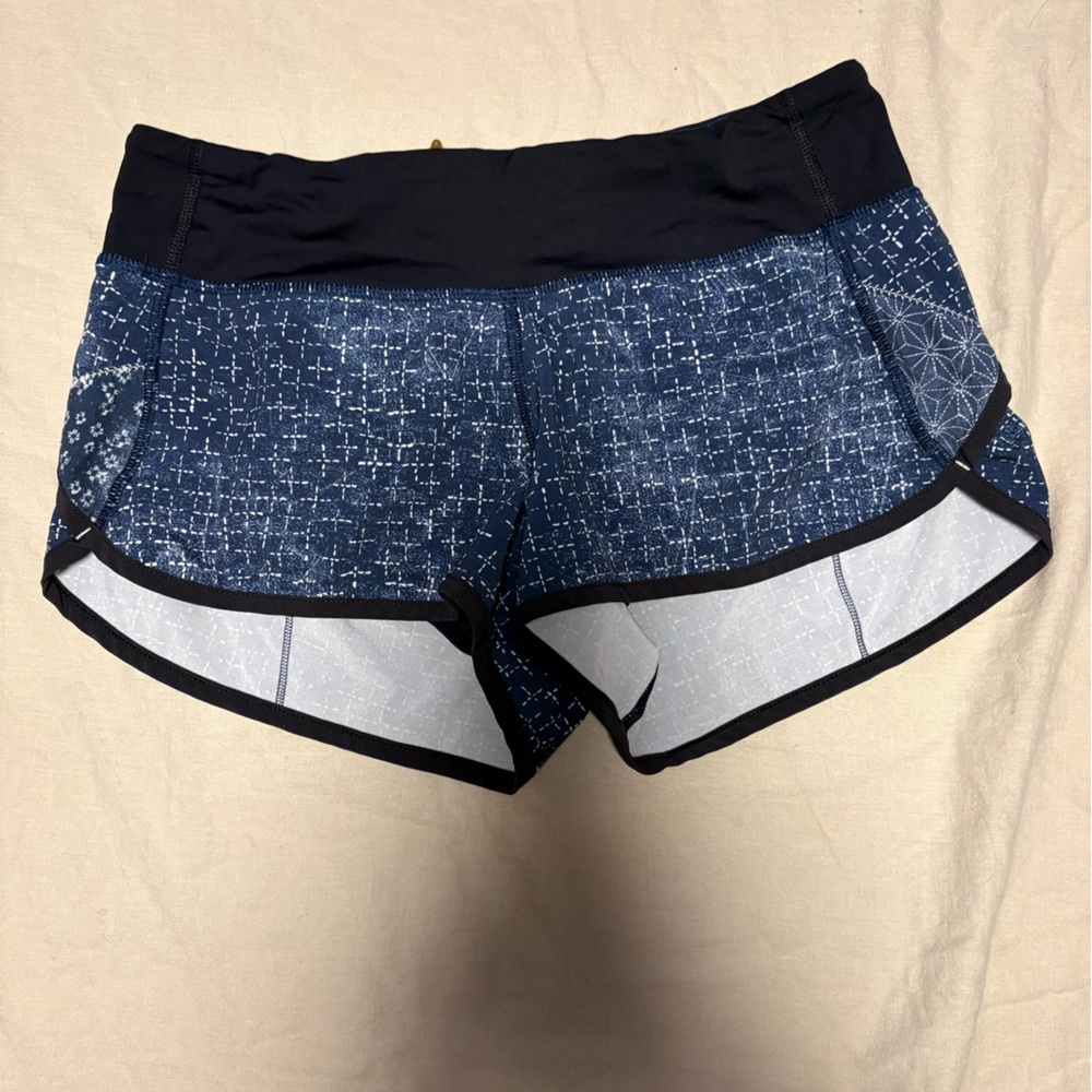 lululemon athletica Navy Patterned Running Shorts